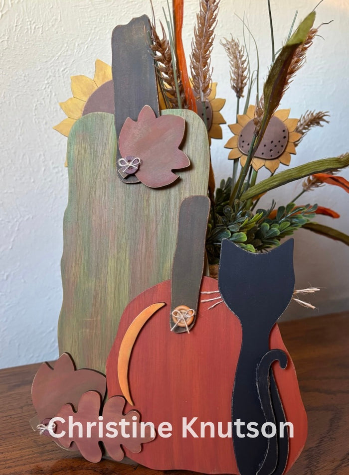 Prim Pumpkins and cat Cutting Board DIY Kit