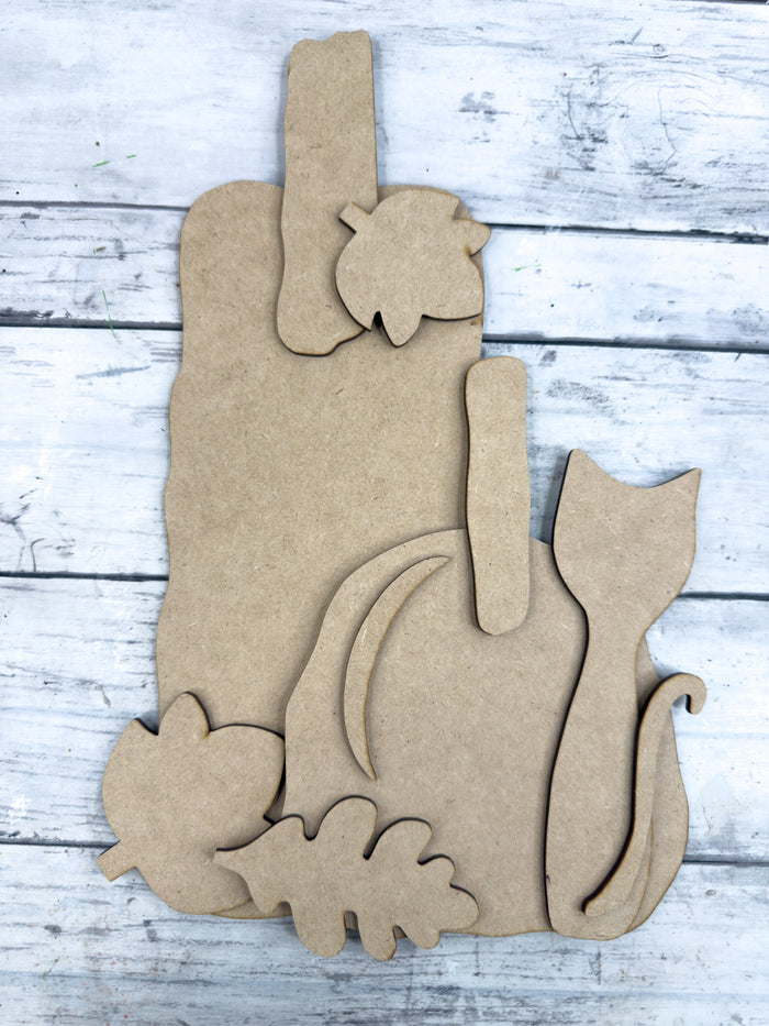 Prim Pumpkins and cat Cutting Board DIY Kit