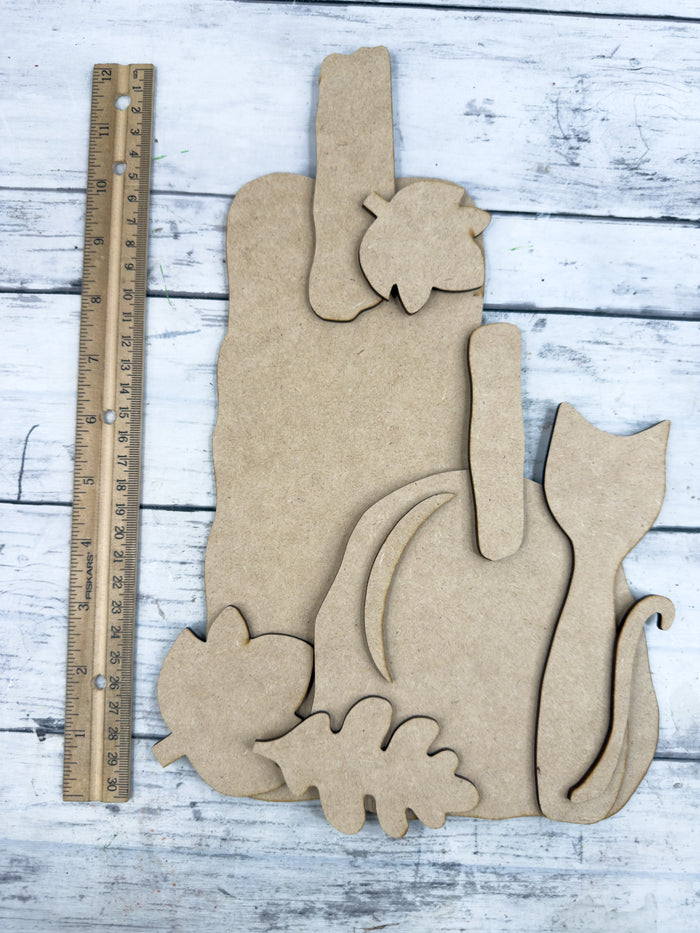 Prim Pumpkins and cat Cutting Board DIY Kit