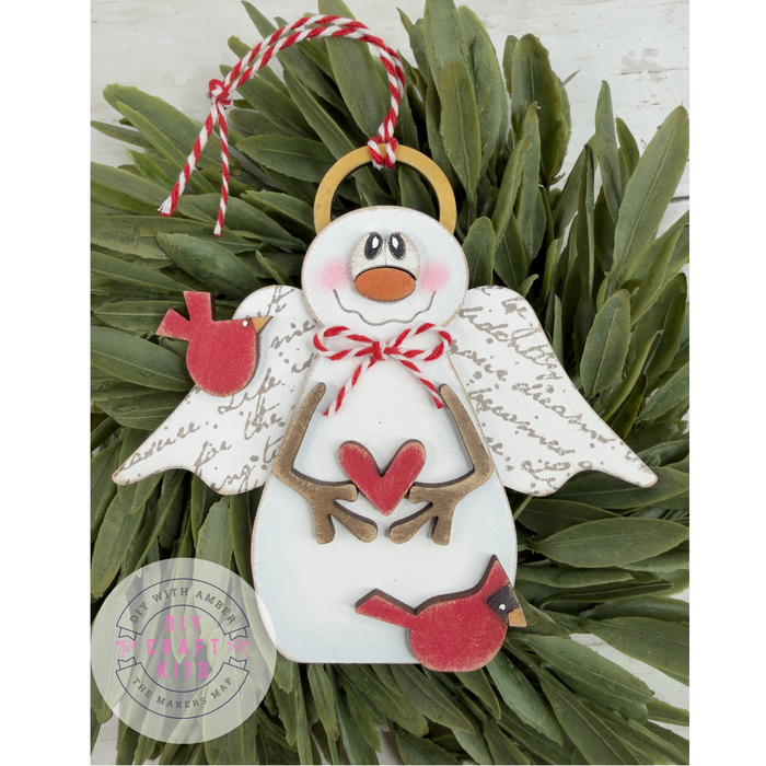 Primitive Angel Snowman Ornament DIY Kit