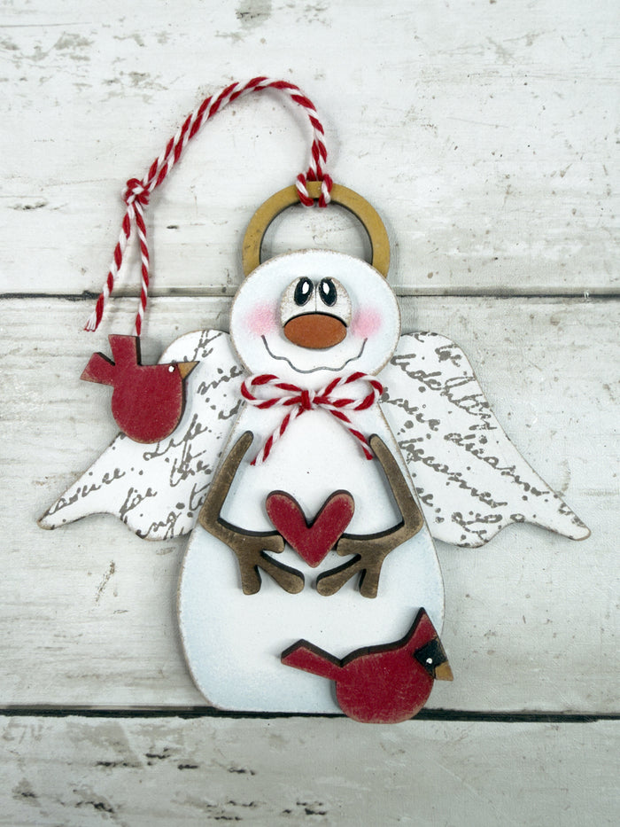 Primitive Angel Snowman Ornament DIY Kit