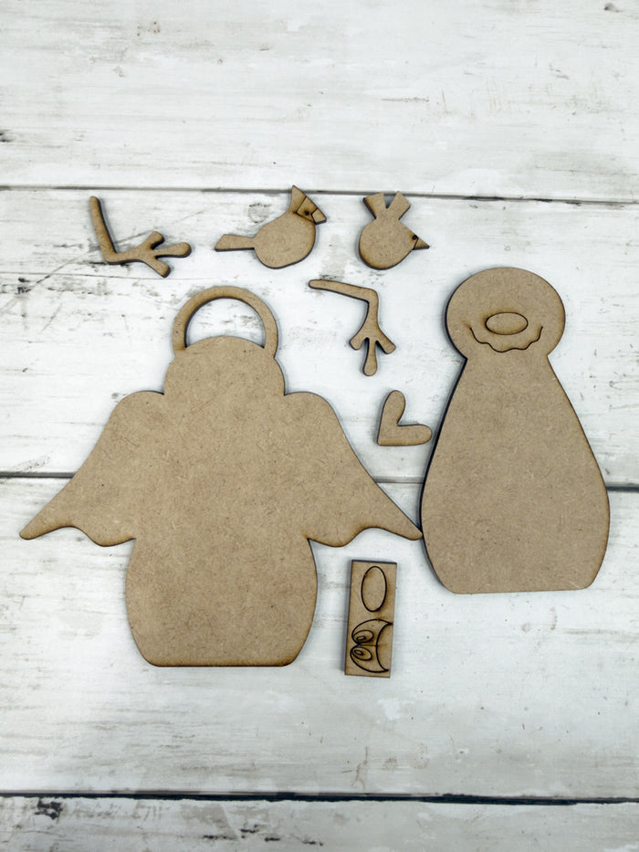 Primitive Angel Snowman Ornament DIY Kit