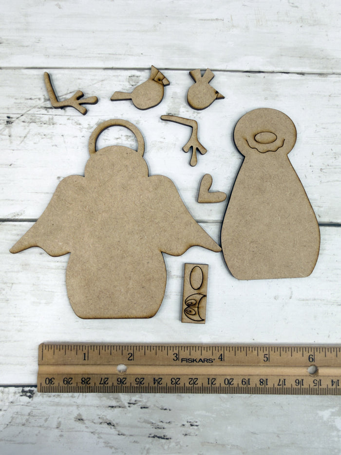 Primitive Angel Snowman Ornament DIY Kit