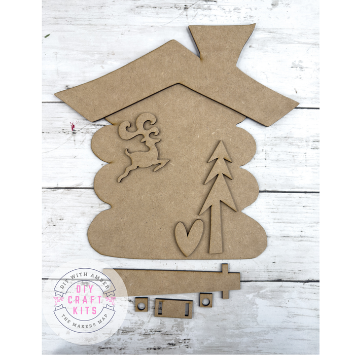 Primitive Christmas House Easel Back Sitter DIY Kit