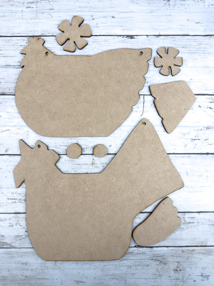 Primitive Rooster and Hen DIY Kit