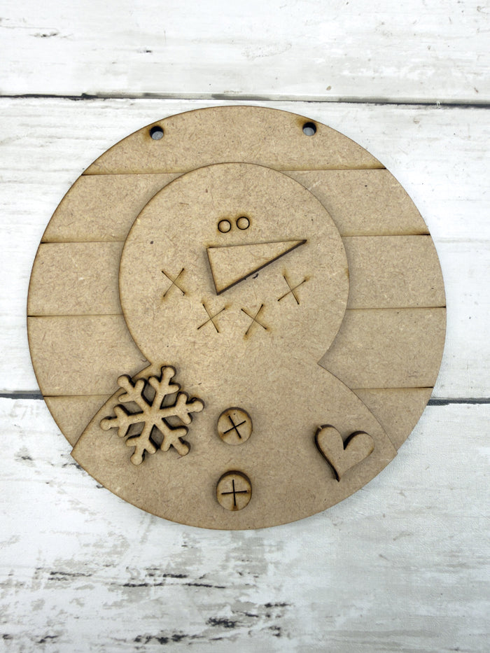 Primitive Snowman 5 in round Sign with Stand DIY Kit