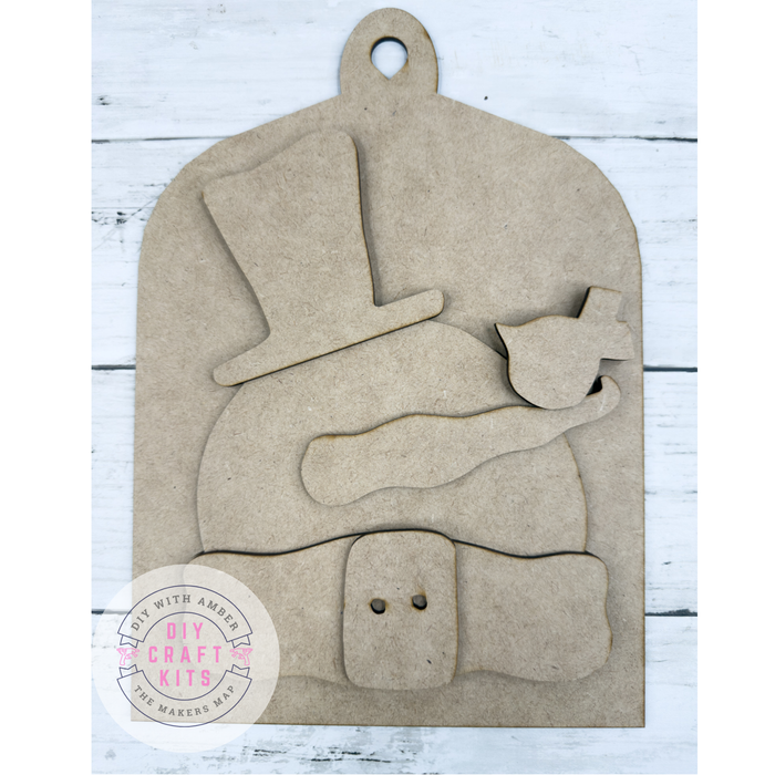Primitive Snowman and Bird Cutting Board DIY Kit