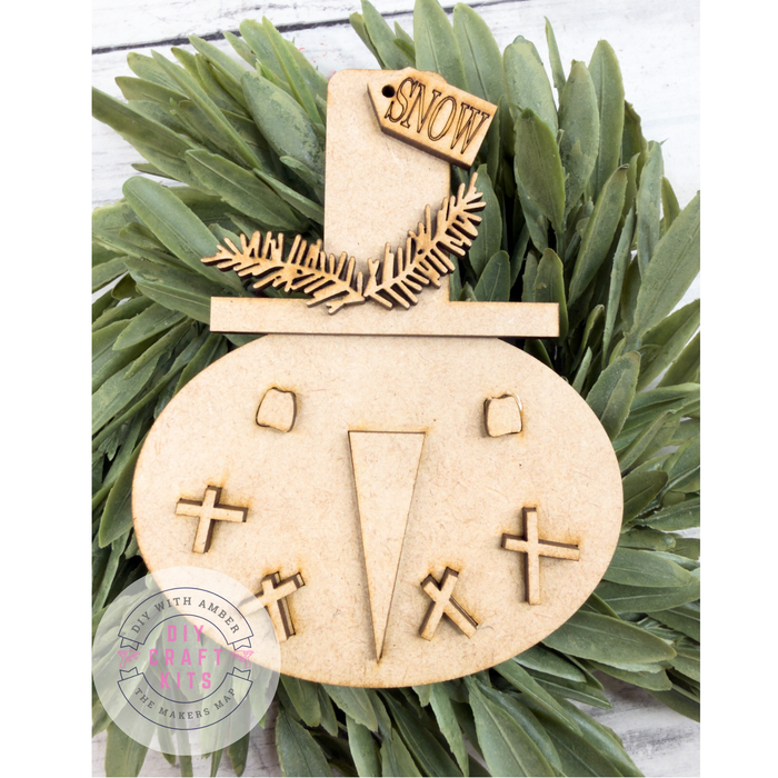 Primitive Snowman Face Top Hat Ornament DIY Kit
