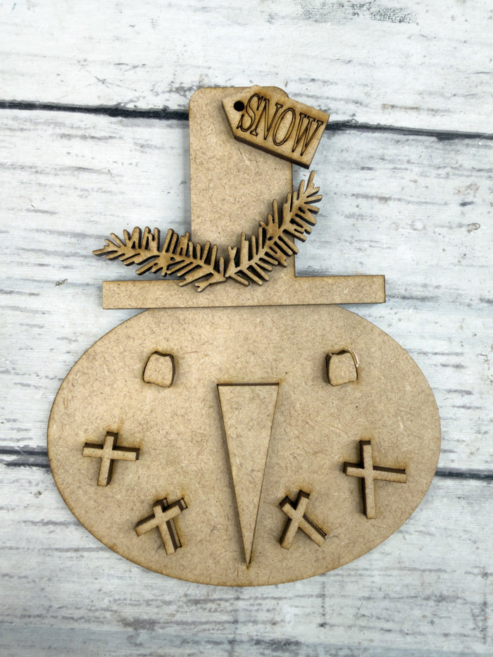 Primitive Snowman Face Top Hat Ornament DIY Kit
