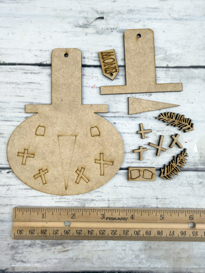 Primitive Snowman Face Top Hat Ornament DIY Kit