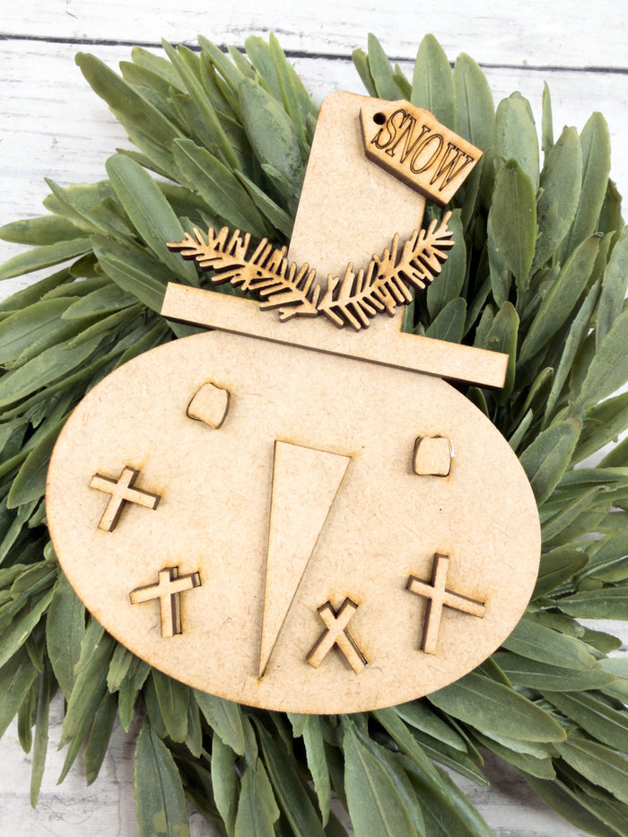 Primitive Snowman Face Top Hat Ornament DIY Kit
