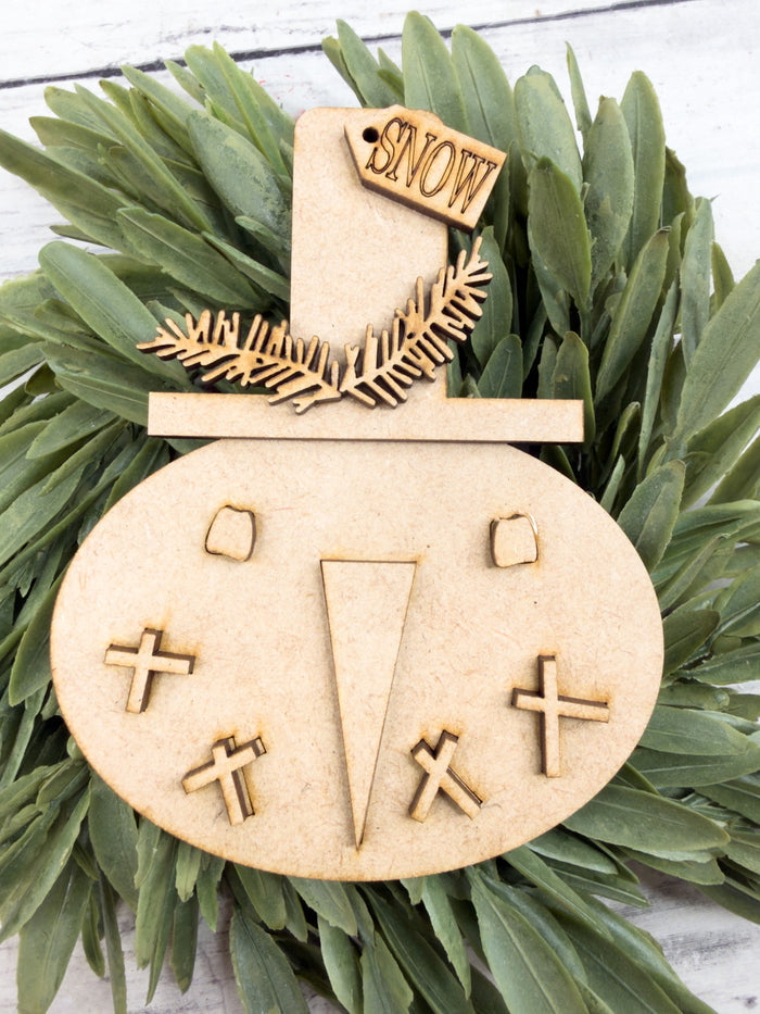 Primitive Snowman Face Top Hat Ornament DIY Kit