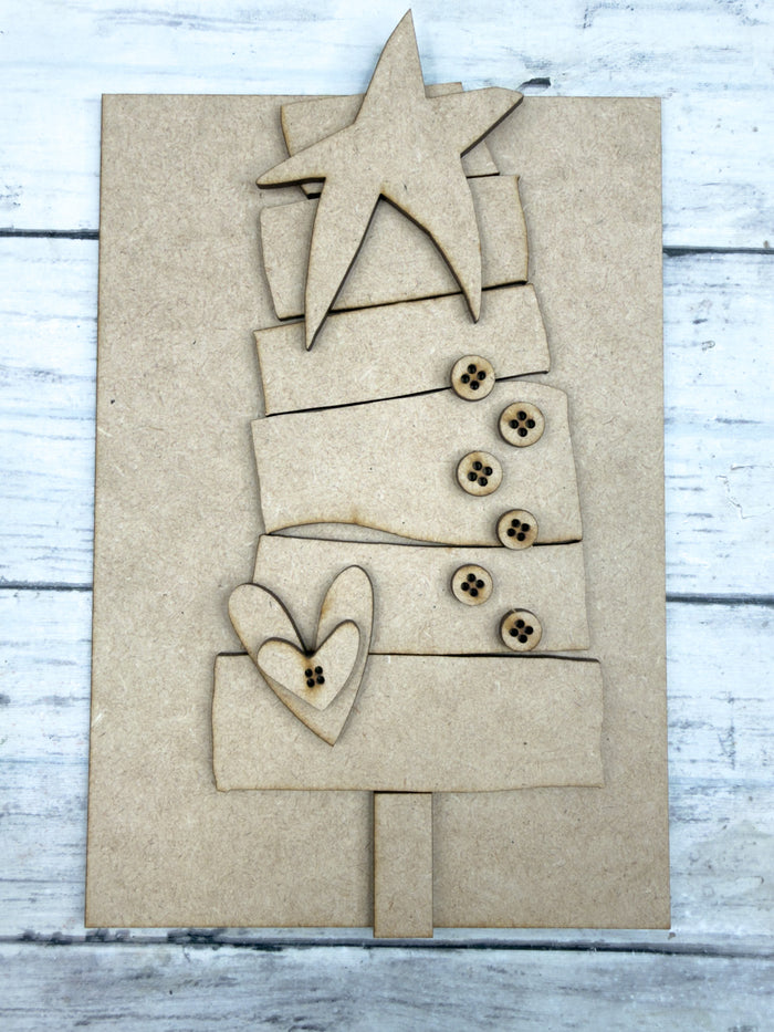 Primitive Stacked Christmas Tree Leaner DIY Kit
