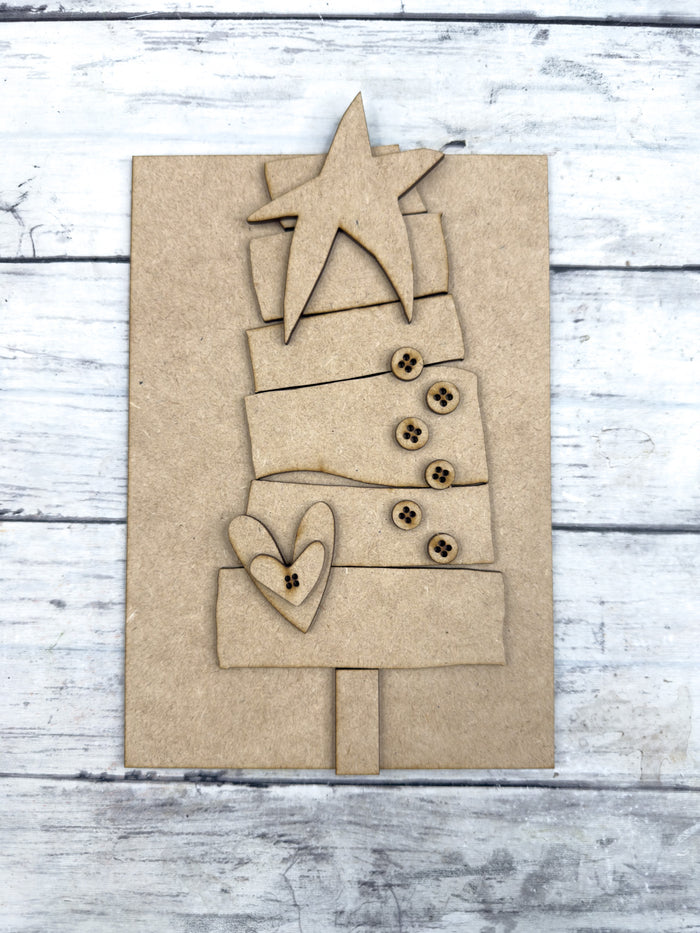 Primitive Stacked Christmas Tree Leaner DIY Kit