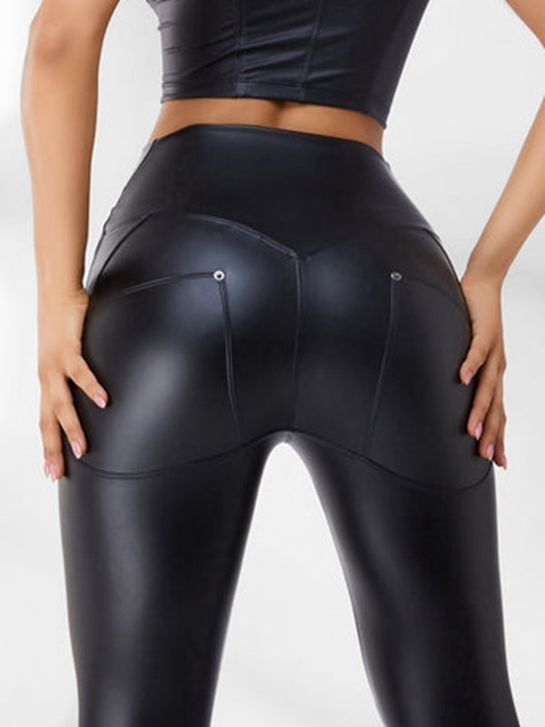 ❤PU High-rise Leggings
