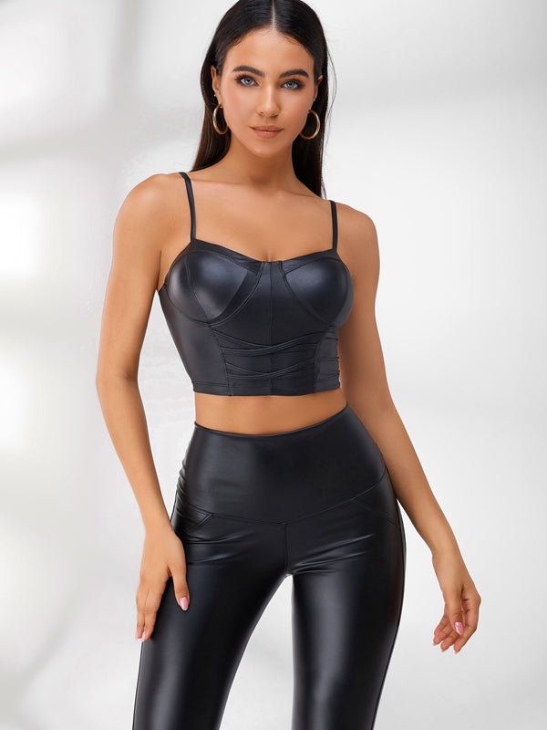 ❤PU High-rise Leggings