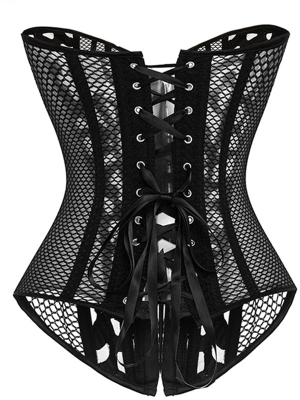 PU Hollow Out Net Roman-knot Breathble Corset Shapewear