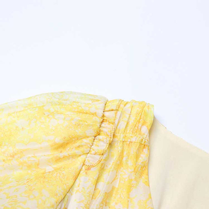 Puff Sleeve Midi Dress Yellow