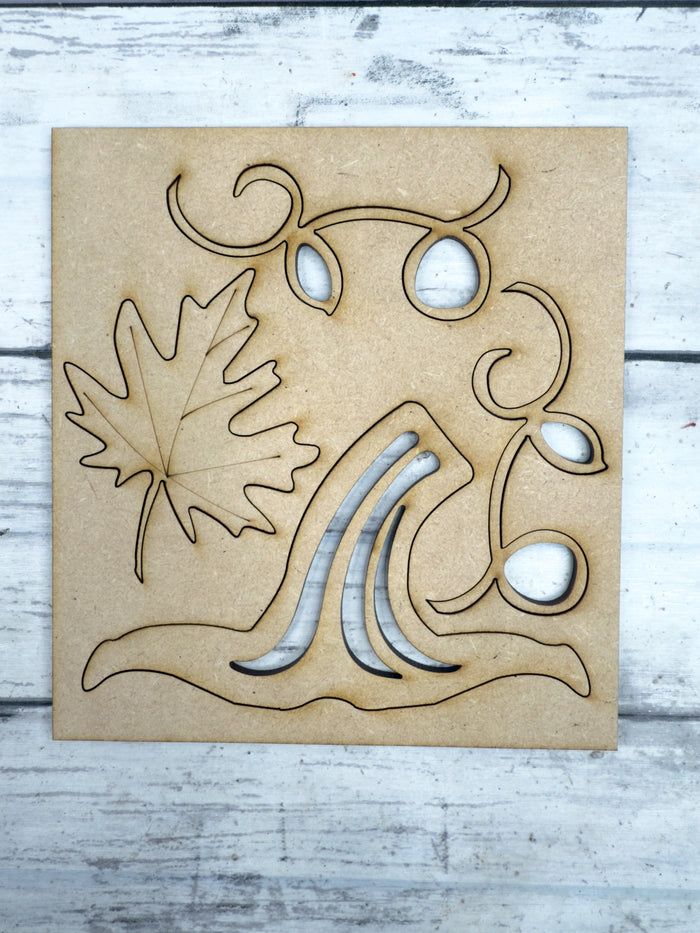 Pumpkin Stem Leaf Wooden Embellishments ONLY