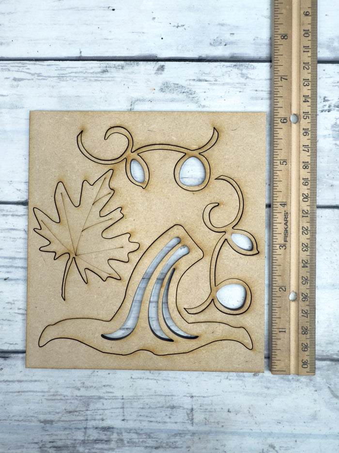 Pumpkin Stem Leaf Wooden Embellishments ONLY