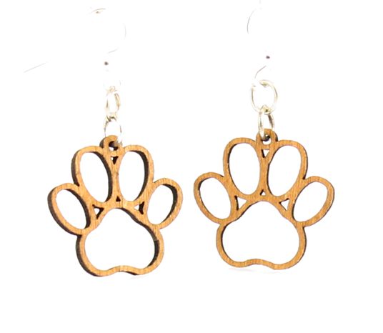 Puppy paw print blossom earrings, eco-friendly laser-cut jewelry made in USA