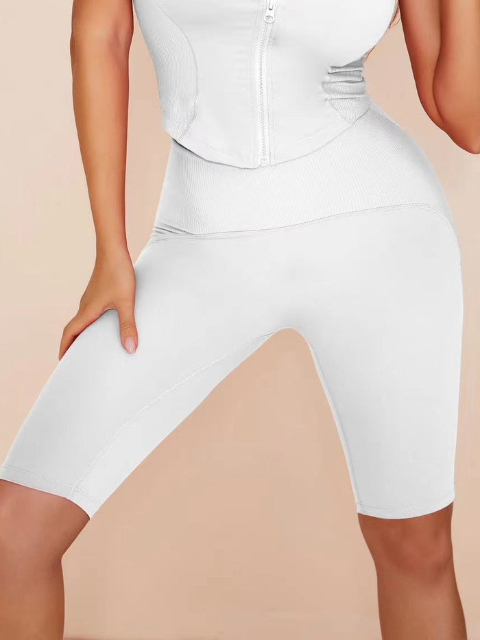 Pure Color Hip-lift Spandex Gym Booty Shorts