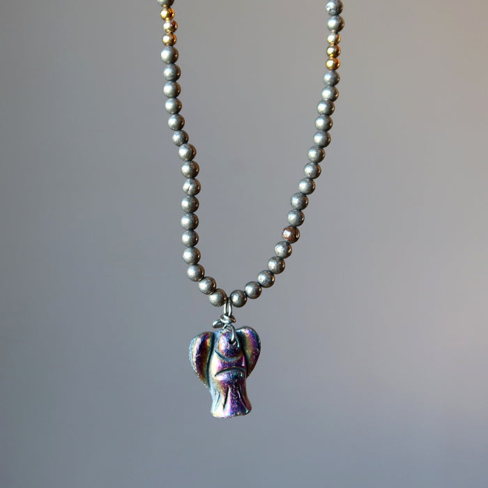 pyrite angel necklace