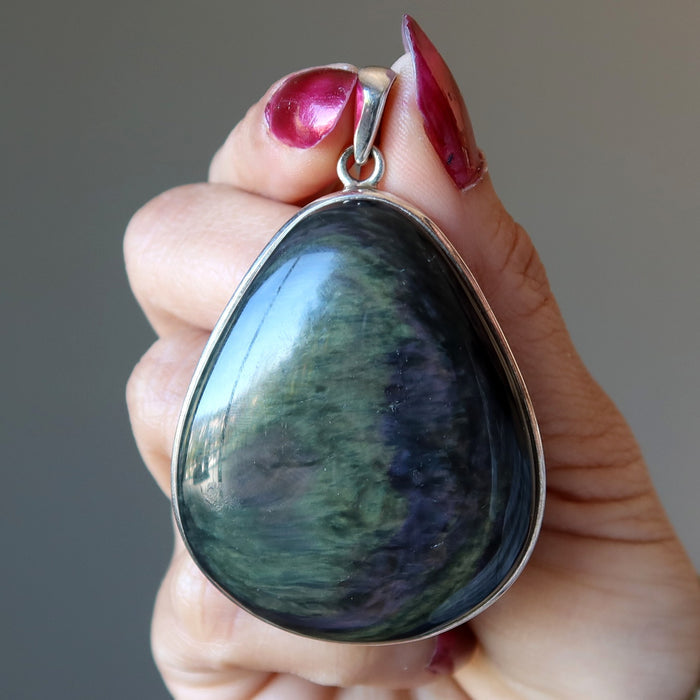 rainbow obsidian pendant