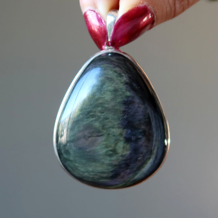 rainbow obsidian pendant