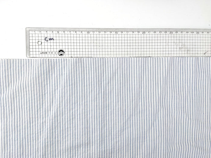 Ramie Cotton Nylon Stripe Fabric with Subtle Seersucker Effect 2444 - The Linen Lab - Blue