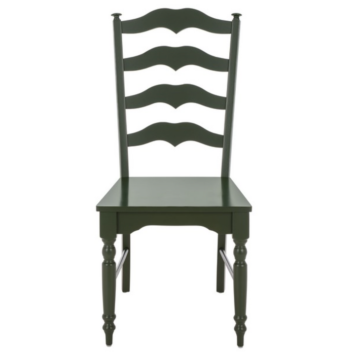 Rasia Wooden Side Chair in Dark Green with Ladder Back
