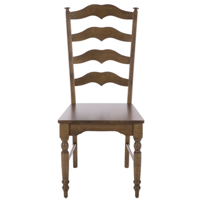 Rasia Wooden Side Chair in Dark Oak with Ladder Back