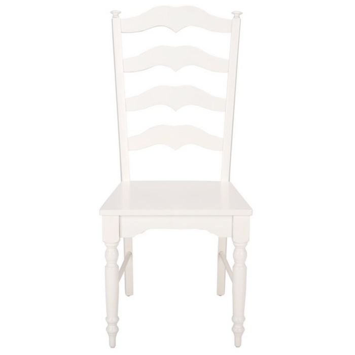 Rasia Wooden Side Chair in White with Ladder Back