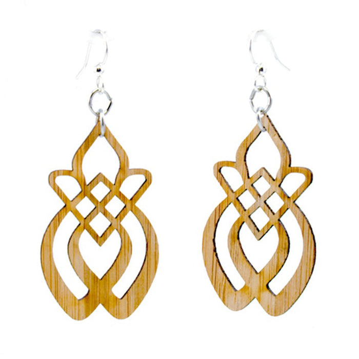 Bamboo recrudescence botanical earrings, laser-cut and made in USA
