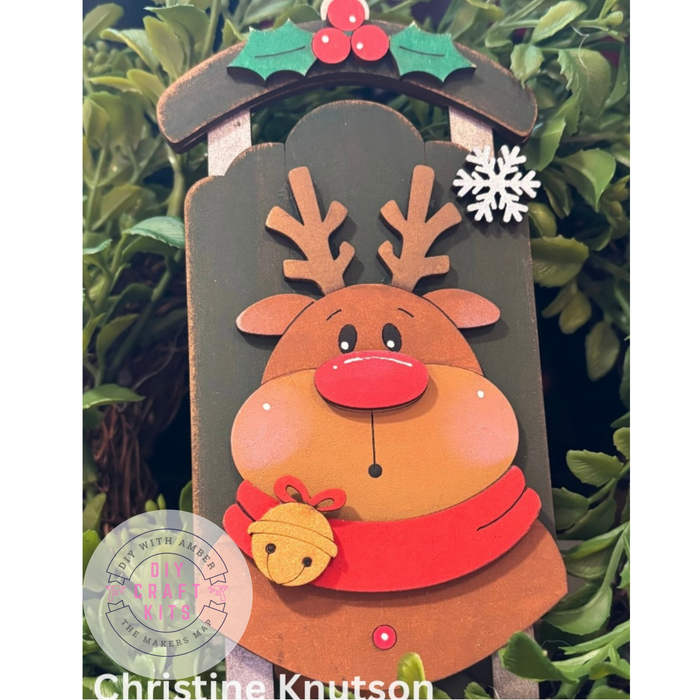 Reindeer Face Sled Ornament DIY Kit