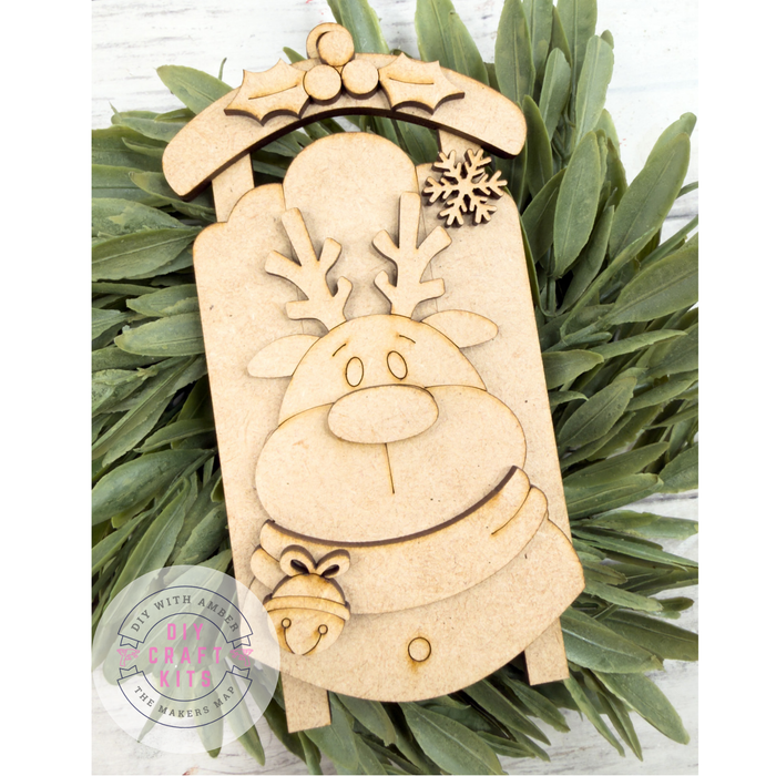 Reindeer Face Sled Ornament DIY Kit