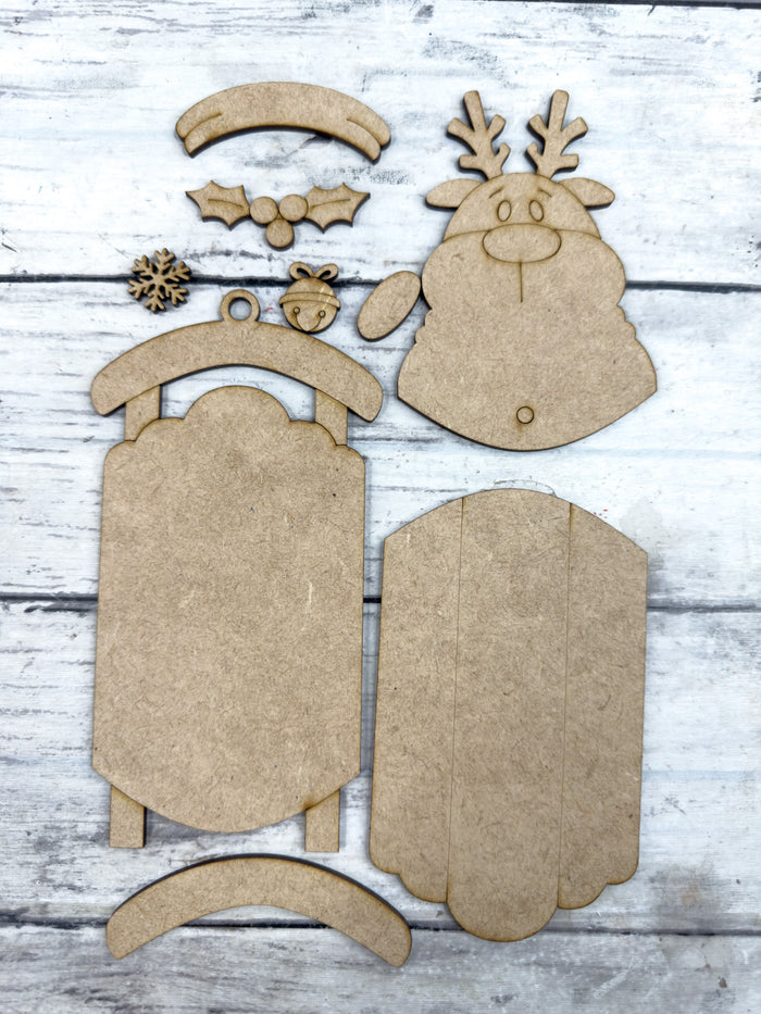 Reindeer Face Sled Ornament DIY Kit