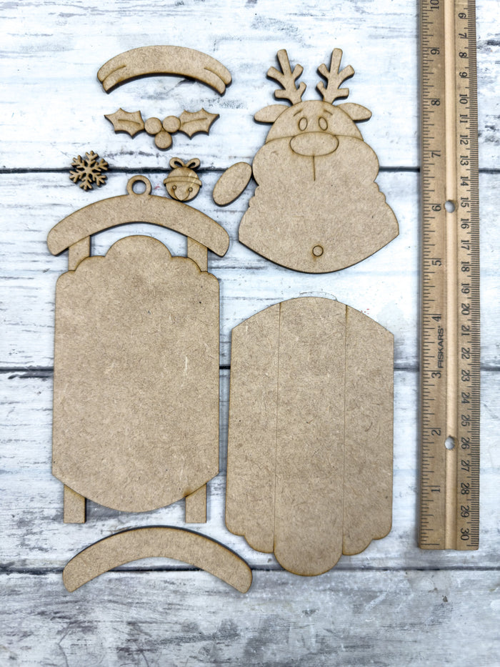 Reindeer Face Sled Ornament DIY Kit
