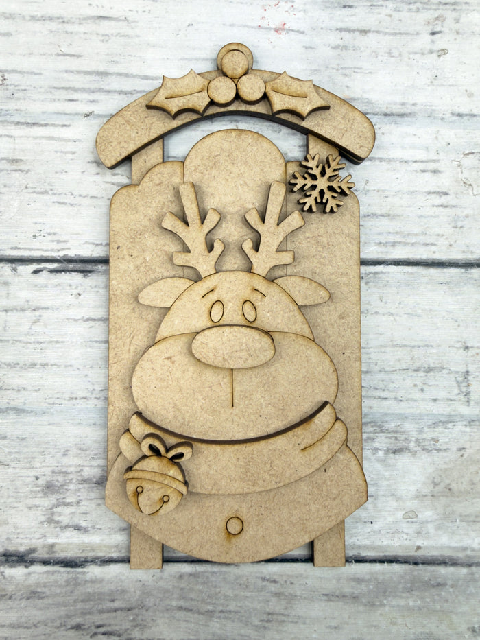 Reindeer Face Sled Ornament DIY Kit