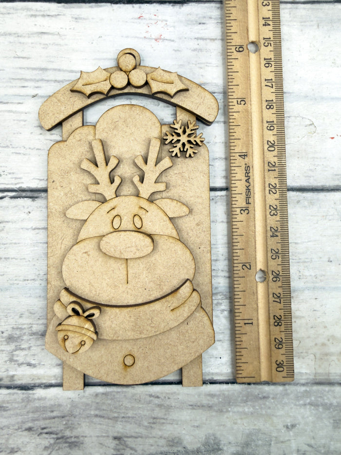 Reindeer Face Sled Ornament DIY Kit