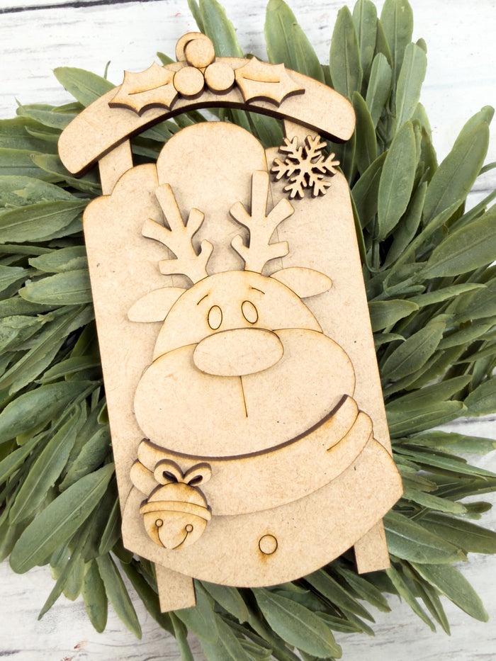 Reindeer Face Sled Ornament DIY Kit