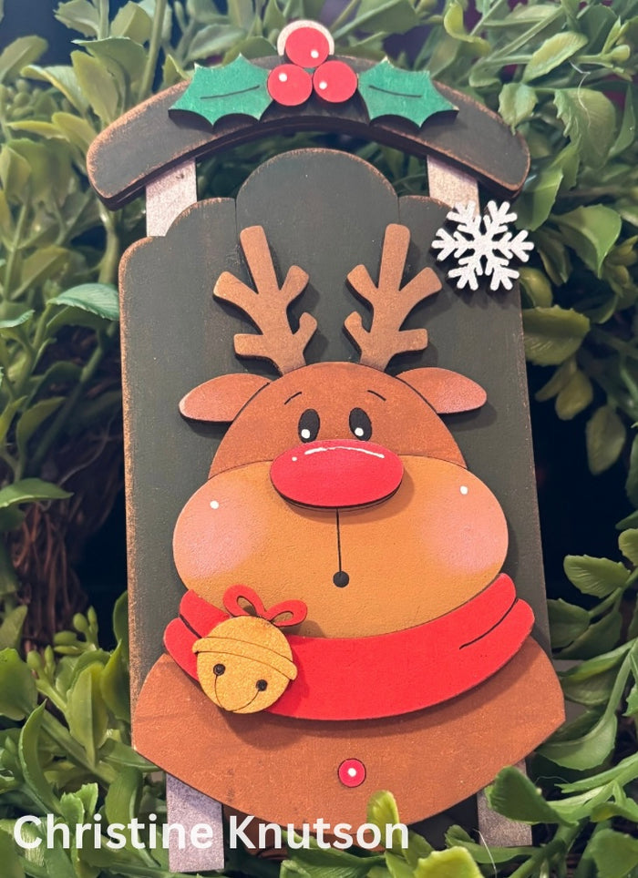 Reindeer Face Sled Ornament DIY Kit