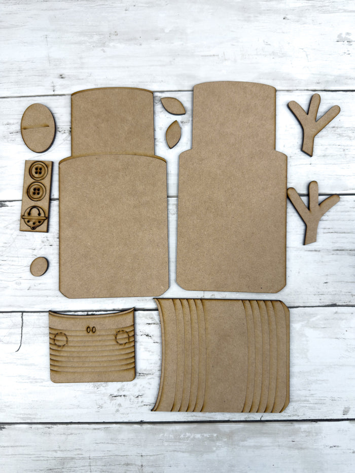Reindeer Wood Tin Cans Stacked Shelf Sitter DIY Kit