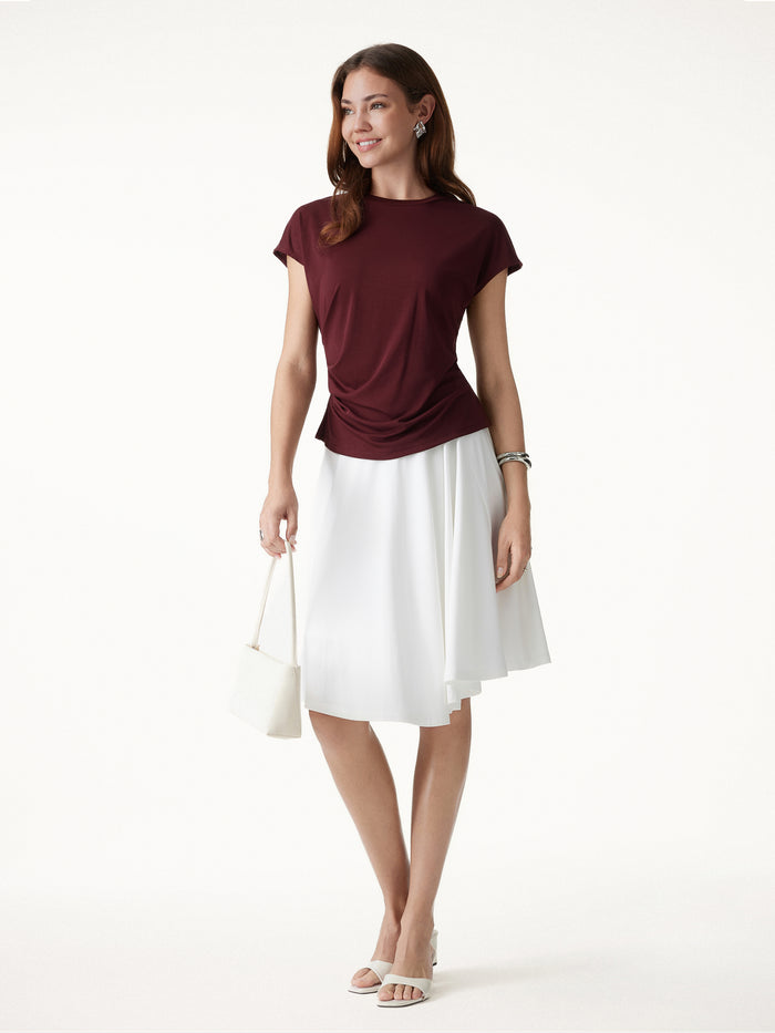 OGLmove Relaxed Round Neck Tucked Cap Sleeve Tee