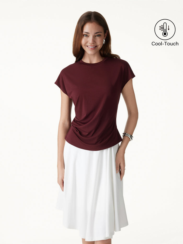 OGLmove Relaxed Round Neck Tucked Cap Sleeve Tee Ruby Red XS
