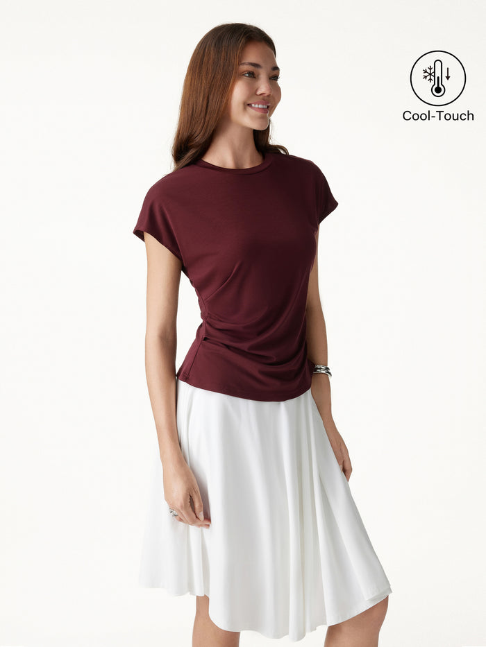 OGLmove Relaxed Round Neck Tucked Cap Sleeve Tee