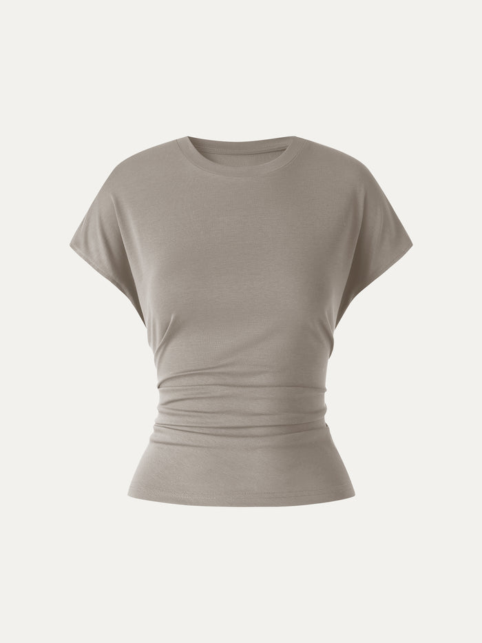 OGLmove Relaxed Round Neck Tucked Cap Sleeve Tee