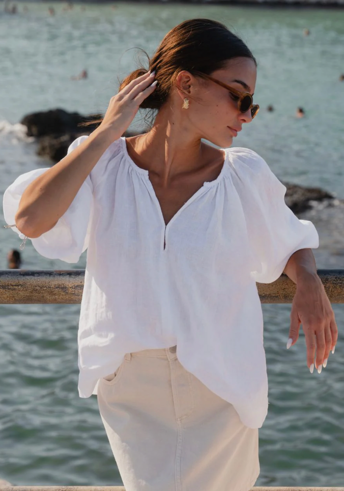 Re:Union Revolutionary White Linen Relaxed Top