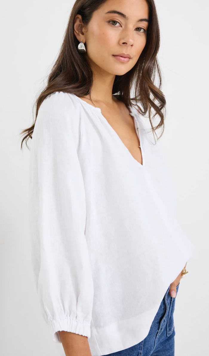 Re:Union Revolutionary White Linen Relaxed Top