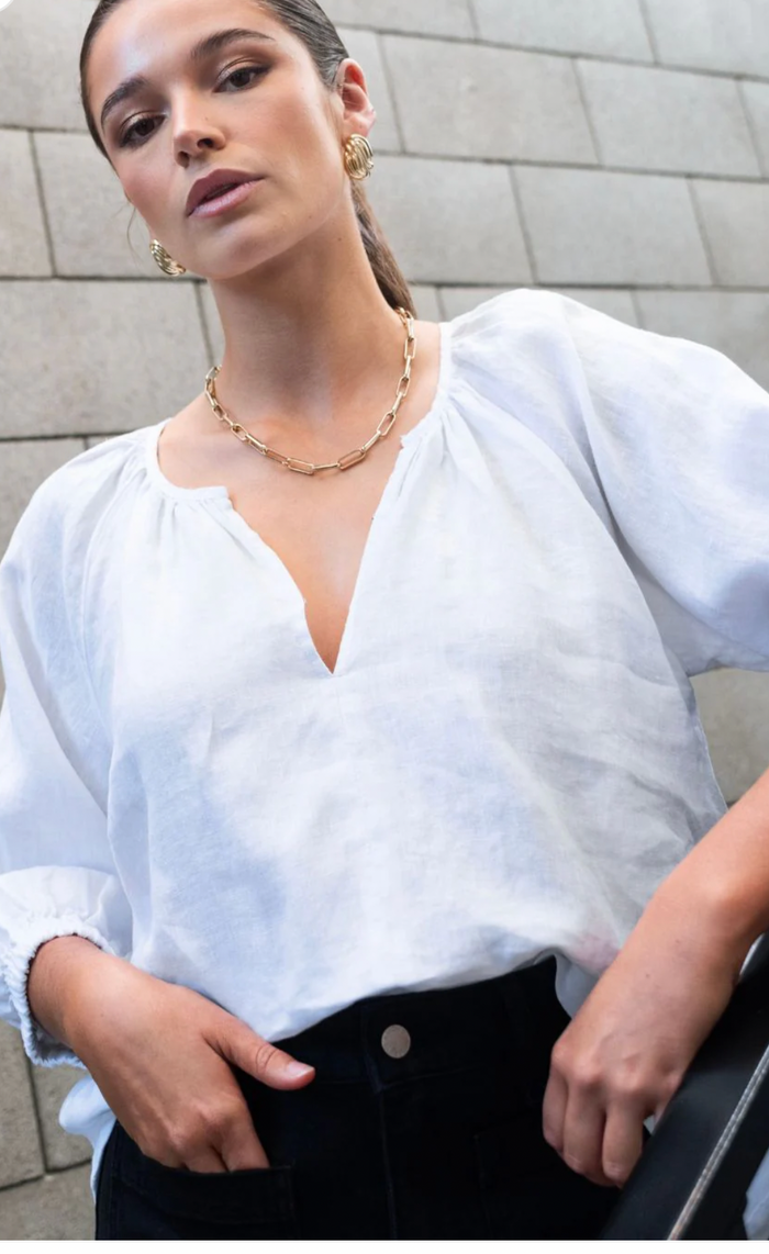 Re:Union Revolutionary White Linen Relaxed Top